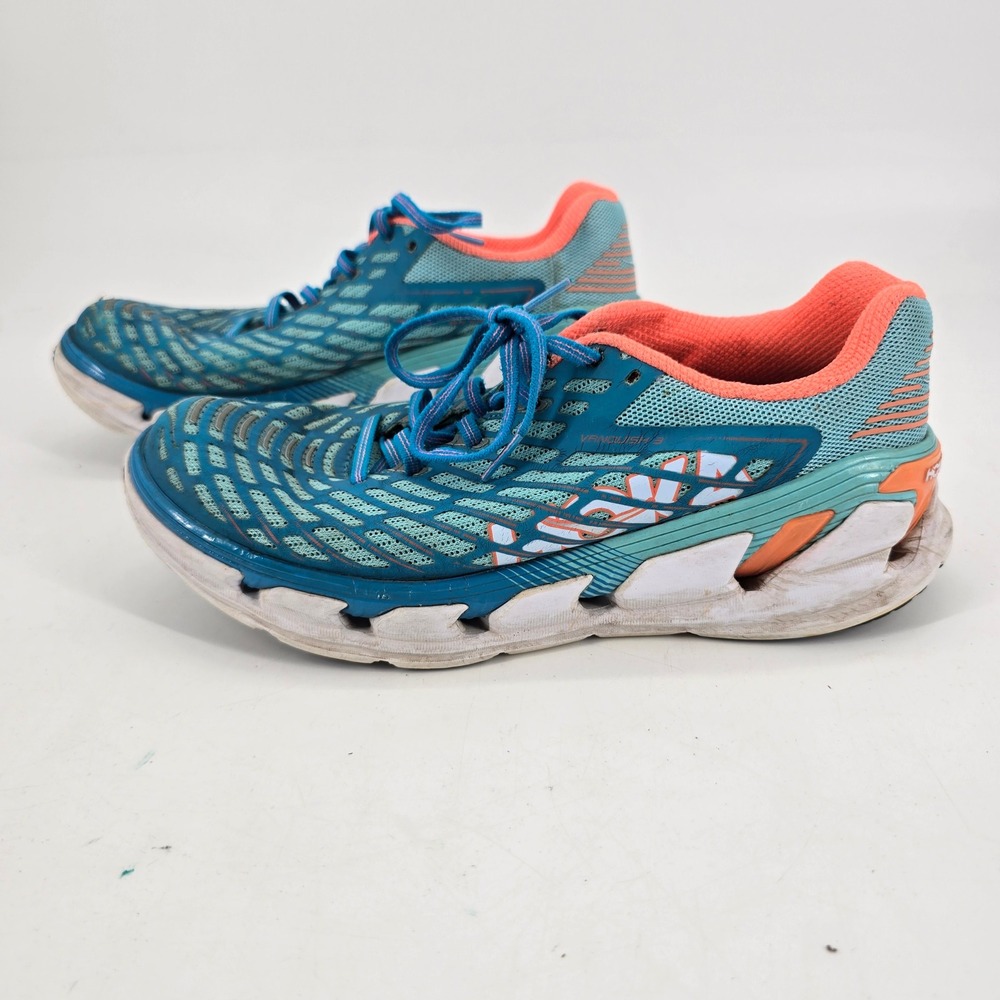 Hoka One One Vanquish 3 Womens 8.5 Running Shoes Blue Orange 1014792 BRNC